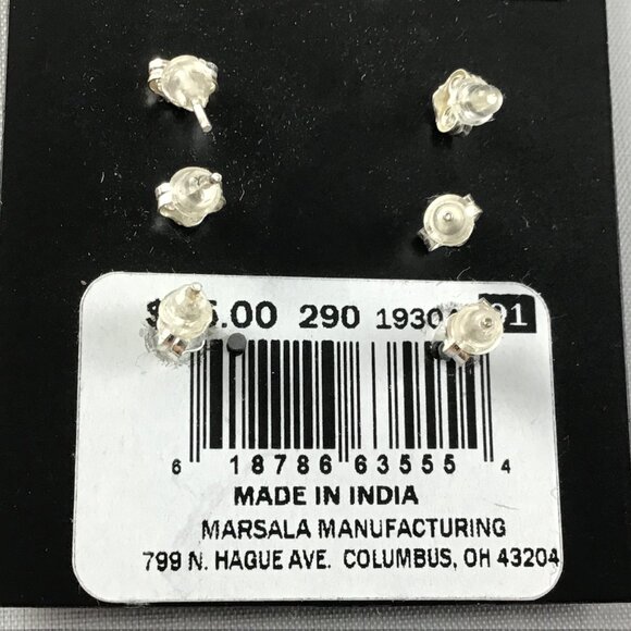 MARSALA Sterling Silver Earrings Set of 3 with Cubic Zirconias - Picture 3 of 3